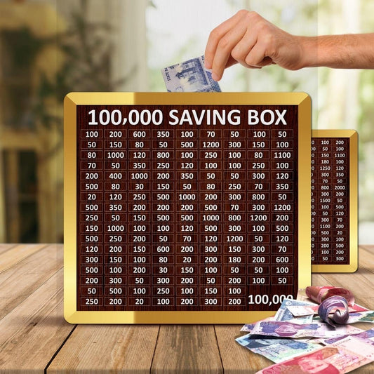 wooden money saving box cash challenge tracker